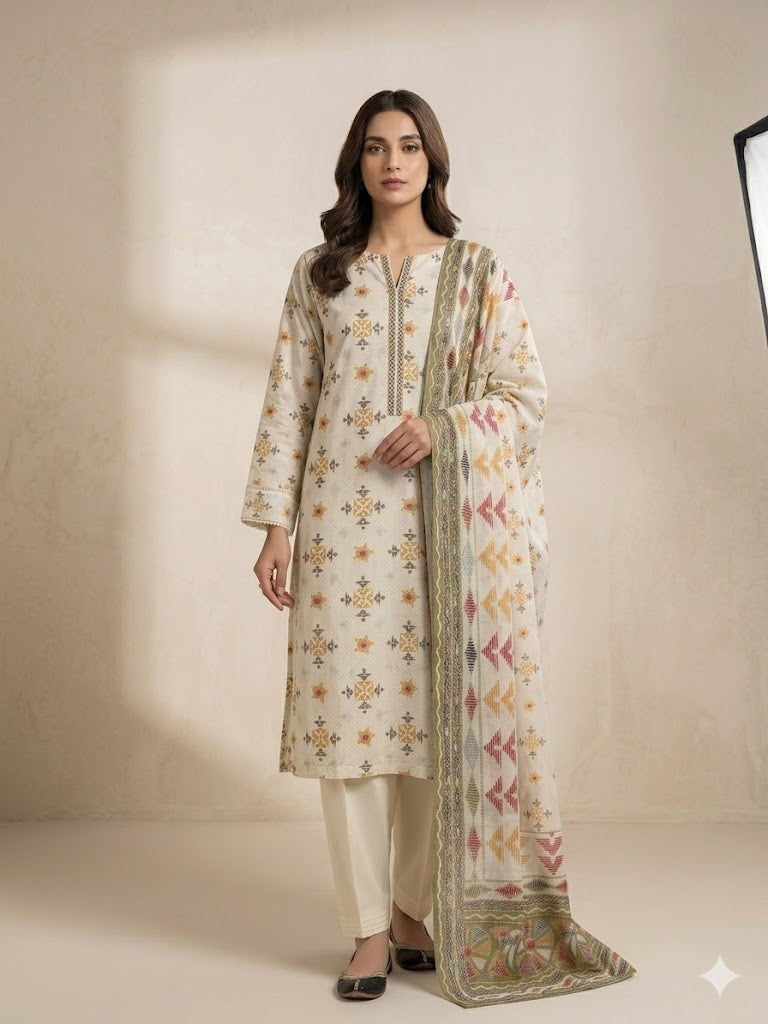 Unstitched Lawn Printed Suit for Women – Premium Designer Fabric